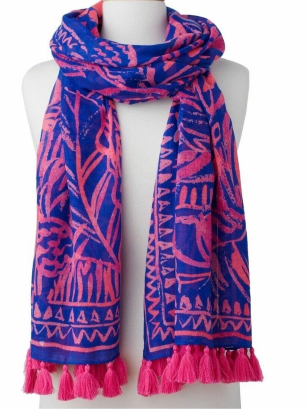 Lilly Pulitzer Blue and Pink Patterned Scarf